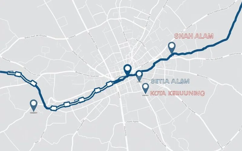 Map graphic showing Chill Pro new coverage area including Shah Alam Section 7 Setia Alam Kota Kemuning with route markers