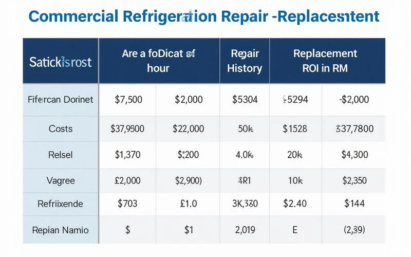 Spreadsheet showing cost of downtime calculation for commercial refrigeration replacement decision F and B operator analysis